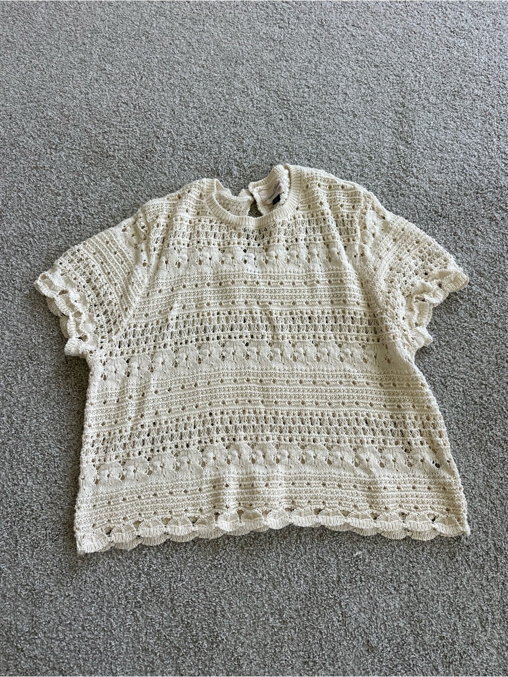 Universal Thread Cream Crochet Short Sleeve Sweater Top